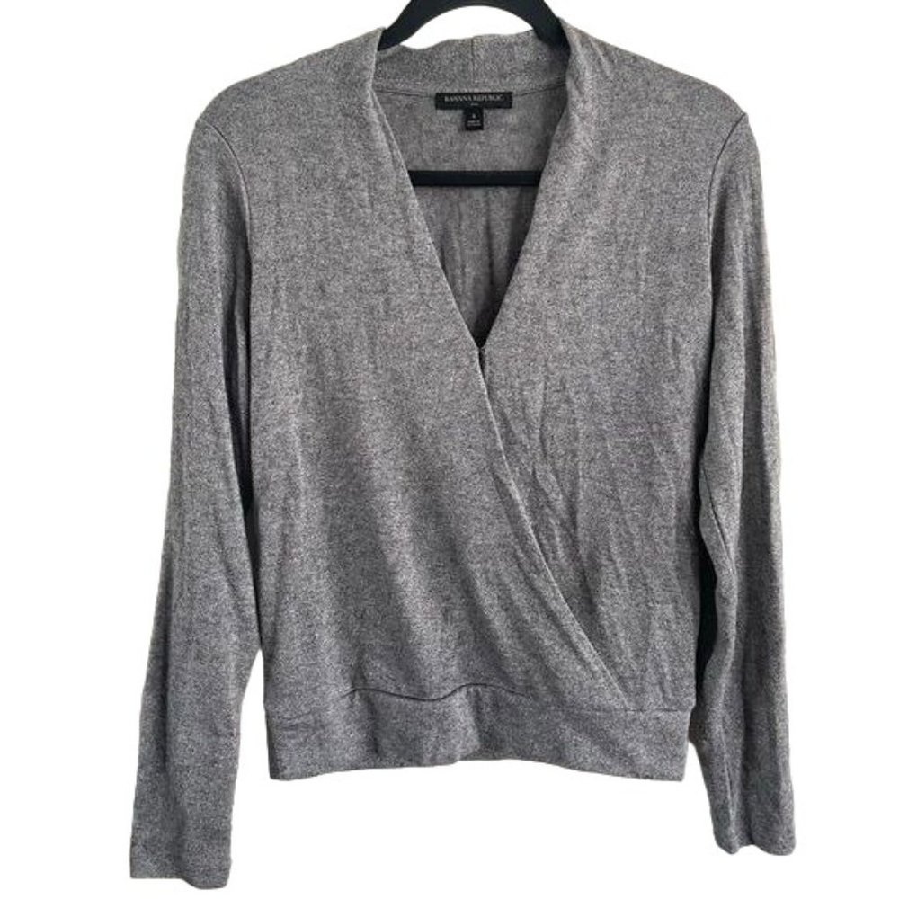 Banana Republic Sz Small Gray Silver Speckle V Top